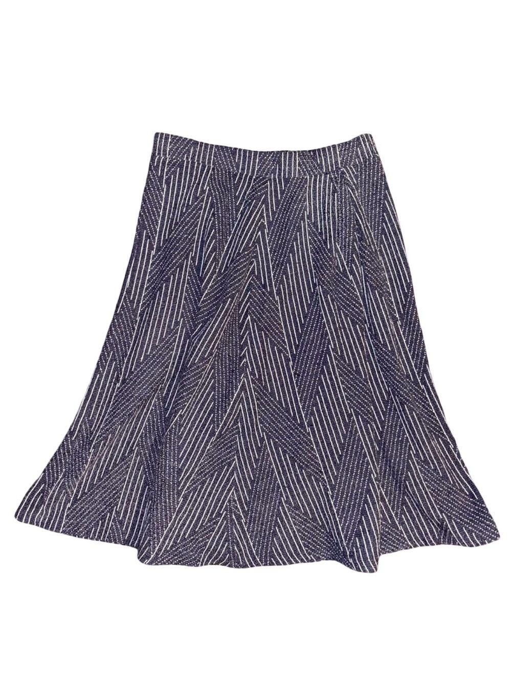 BLVD ~ Vintage Women’s Navy Chevron Midi Skirt Small
